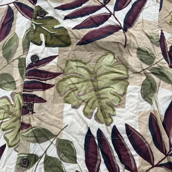 Reyn Spooner Floral Hawaiin Shirt Mens M Spun Rayon Palm Print Made in USA SS - Picture 2 of 7